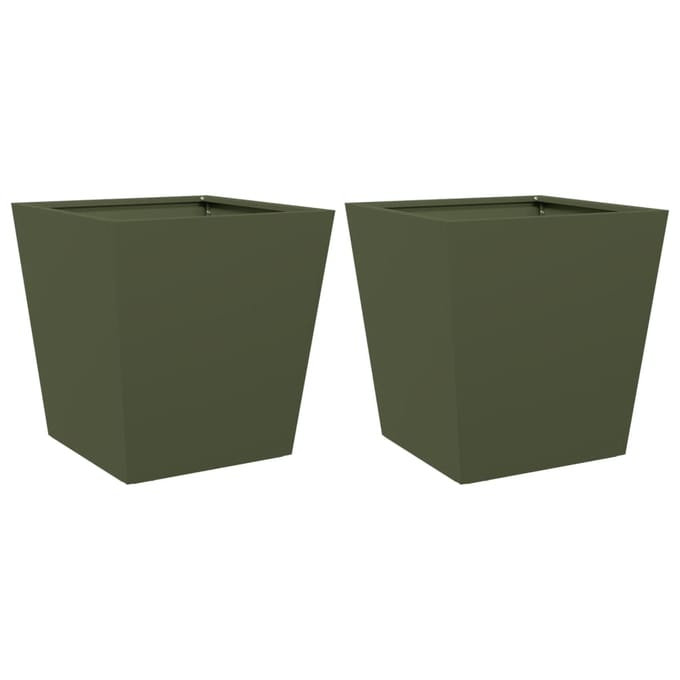 vidaXL - Plantenbakken - 2 - st - 40x40x40 - cm - staal - olijfgroen