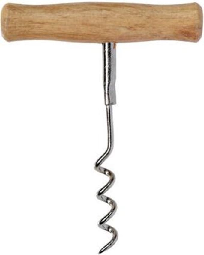 Metalen kurkentrekker met houten handvat