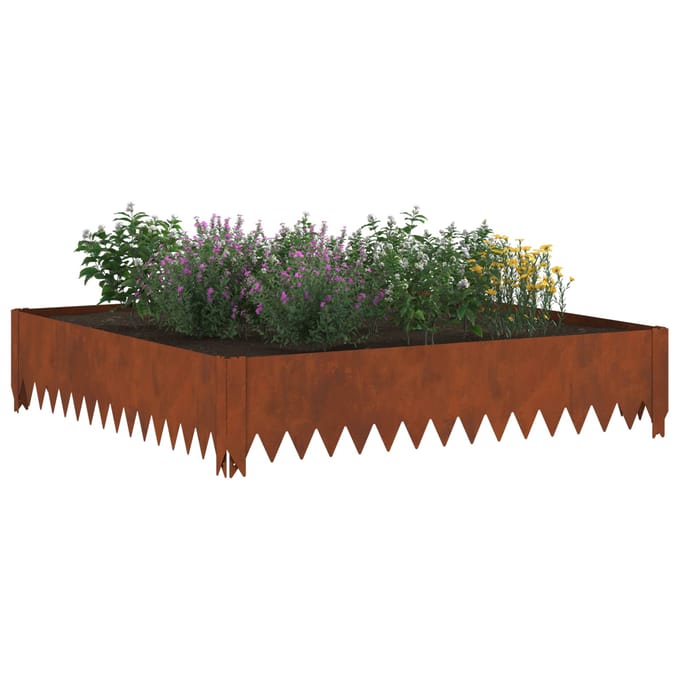 vidaXL - Gazonrand - 100 - x - 100 - x - 20 - cm - Staal - Roestig