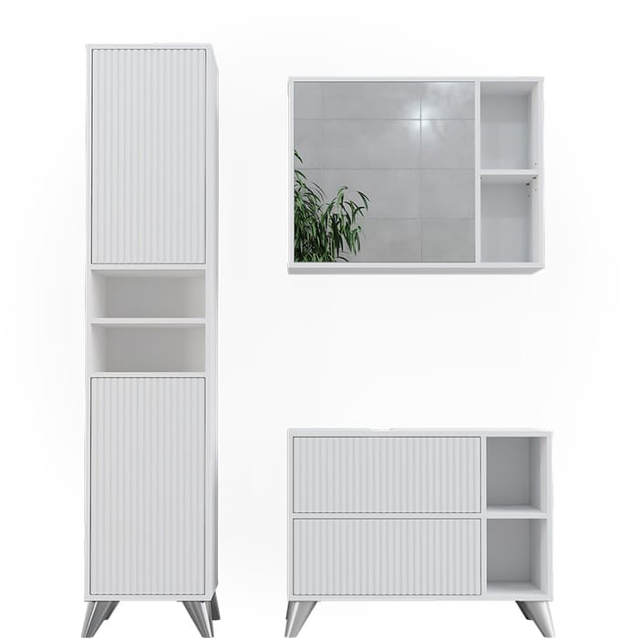 Vicco Badkamermeubelset Leano, Wit, 3-delig