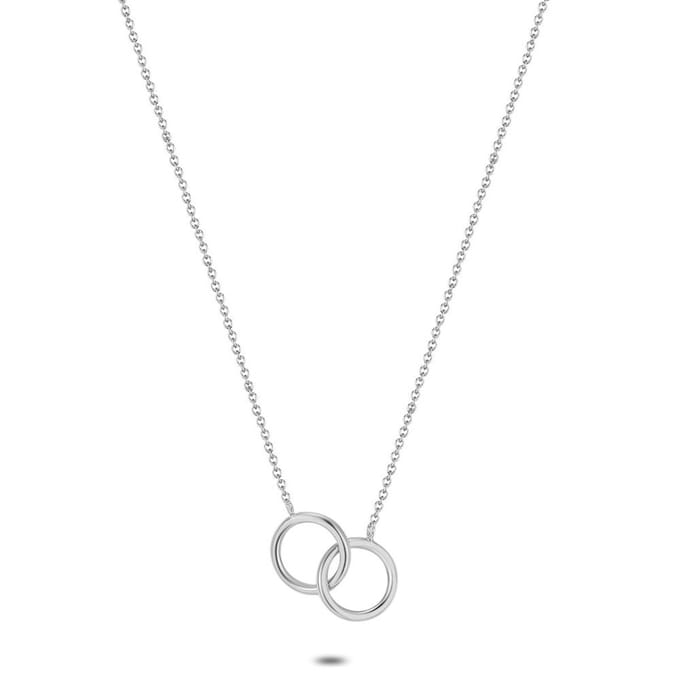 Twice As Nice Halsketting in zilver, 2 cirkels 40cm+5cm