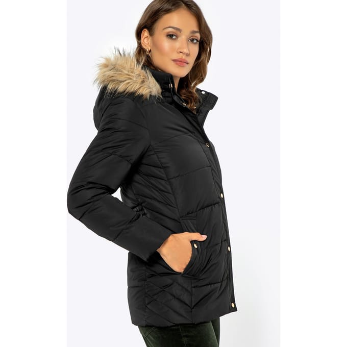Wittchen Dames Gewatteerde Jas met Monogram Zwart Polyester