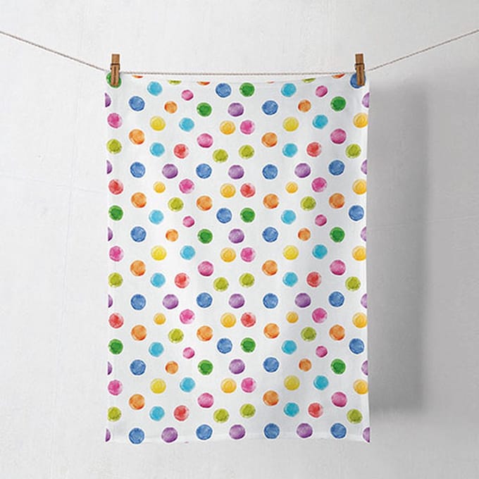 Ambiente polka dots, gekleurde stippen theedoeken, set van 2 - 50 x 70 cm - 100 % katoen