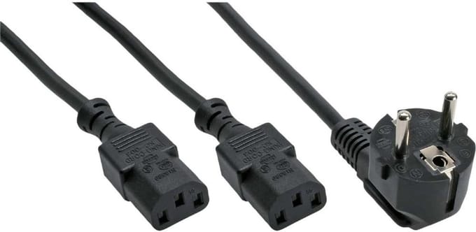 Netsnoer (C13) splitter VDE 2 meter Zwart