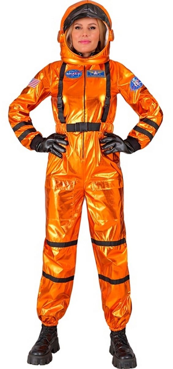 Astronaut Jumpsuit Dame Metallic - Oranje - Maat M