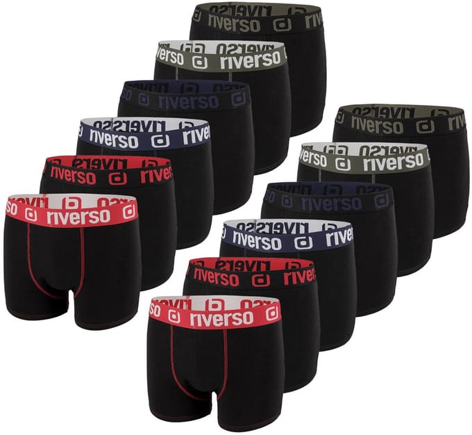 riverso Heren Boxershorts RIVOle 12 Pack Zwart M Geen krassend label