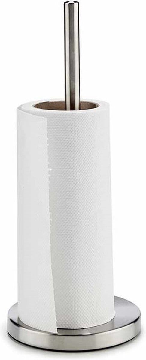 Stijlvolle basic metalen keukenrolhouder zilver 15 x 33 cm