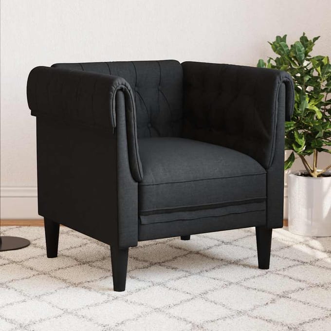 Vidaxl Fauteuil Chesterfield, Zwart, Bekleed met Stof