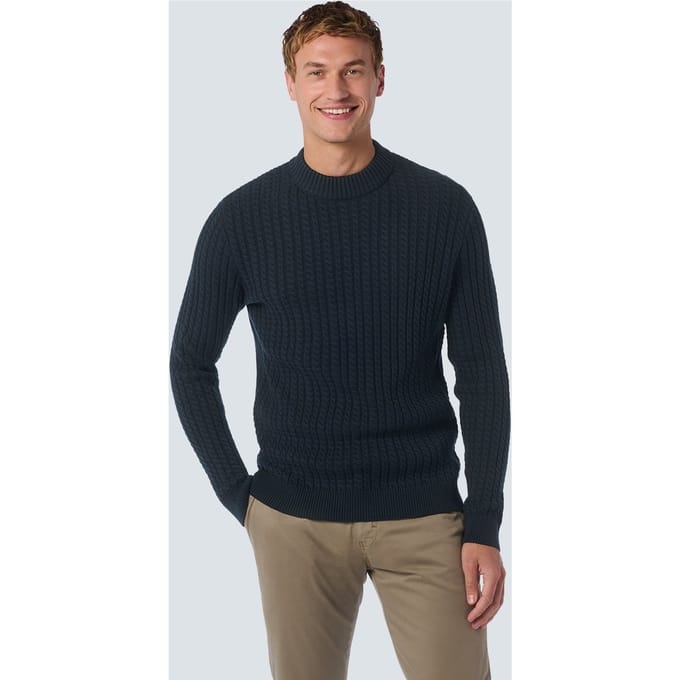 No Excess Pullover Crewneck Cable Jacquard Night Größe: XXL | Pullover Outlet | Herren | Schwarz