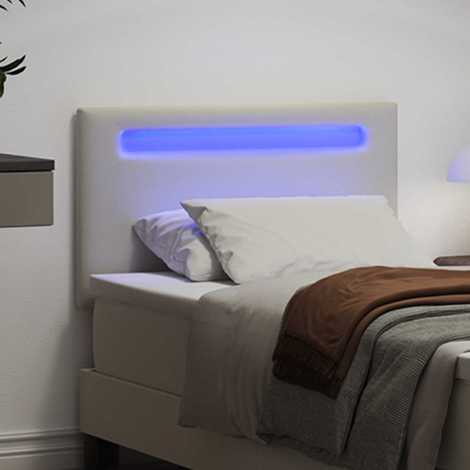 vidaXL - LED - Hoofdbord - Wit - Kunstleer