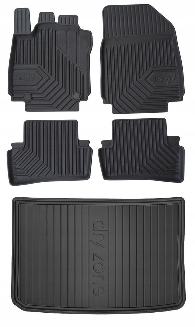 Frogum Renault Clio 4 Hatchback 2012-2020 - Mattenset & Kofferbakmat - 5-deurs - TPE - 5 cm Rand - Set 77 + DryZone