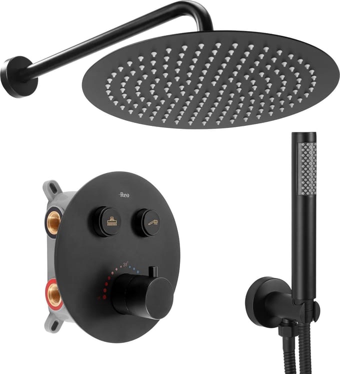 Rea Lungo Regendouche Inbouw Zwart 36,5cm