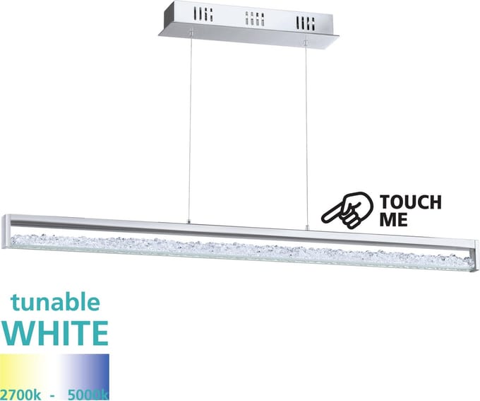 EGLO Cardito 1 Hanglamp - Lengte 1000mm. - Chroom - Kristal
