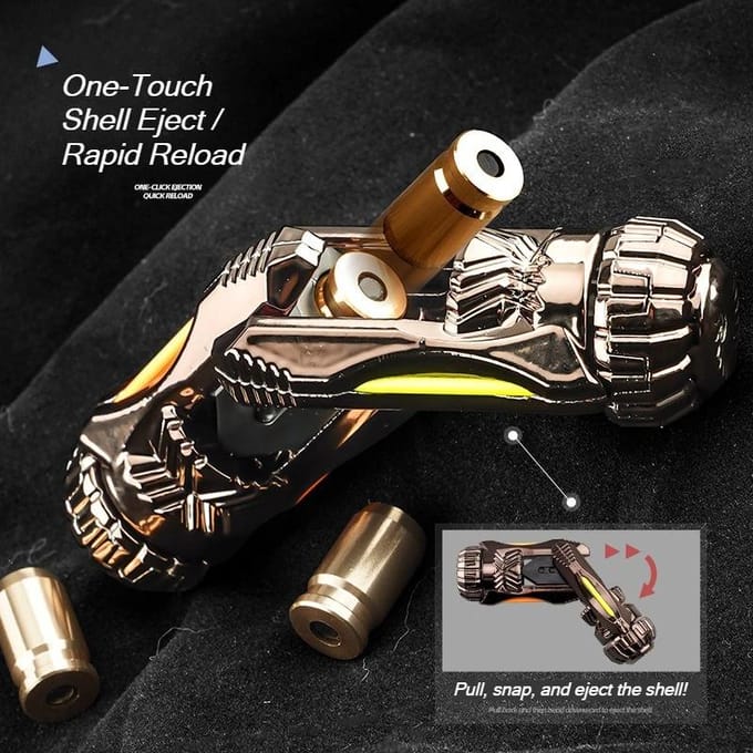 Lancementur Mini Anti-Stress à Éjection de Feu One Touch, Pistolet Jouet en Alliage avec Cible, Projectiles en Plastique, Lampe de Poche UV, Fidget Spinner white