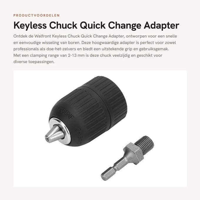 Dailygoods - Keyless Chuck Quick Change Adapter 2-13mm met Hex Shaft
