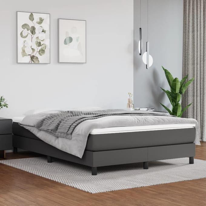 vidaXL - Pocketveringmatras - medium - 140x200x20 - cm - kunstleer - grijs