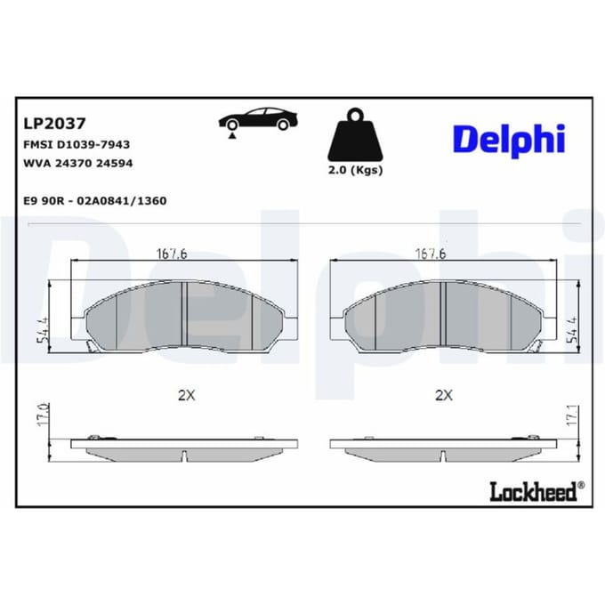 Remblokset DELPHI LP2037, voor
