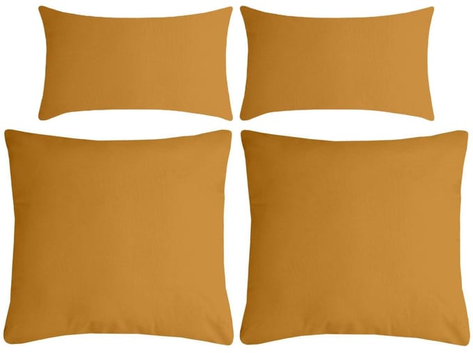 Stof Textile sierkussen Nelson - set 4x - okergeel - 2 formaten - bank kussens - polyester
