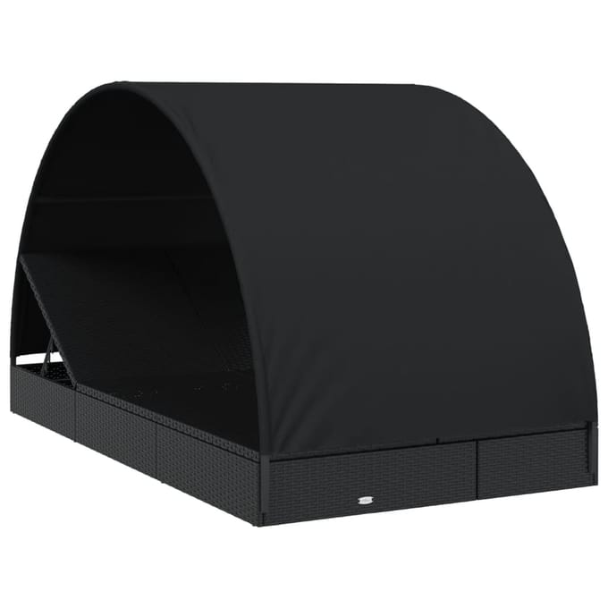 vidaXL - Ligbed - 2-persoons - met - rond - dak - 211x112x140 - cm - poly - rattan - zwart