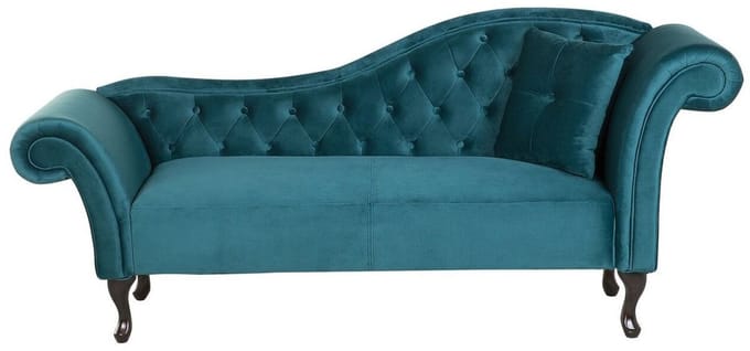 BELIANI LATTES - Chaise longue - Blauwgroen - Rechterzijde - Fluweel