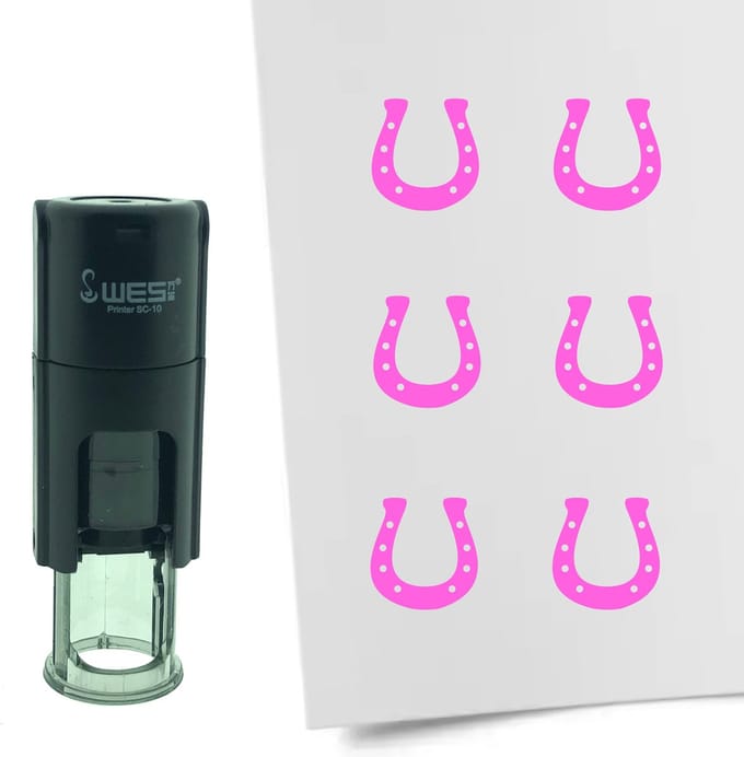 CombiCraft Stempel Hoefijzer 10mm rond - roze inkt