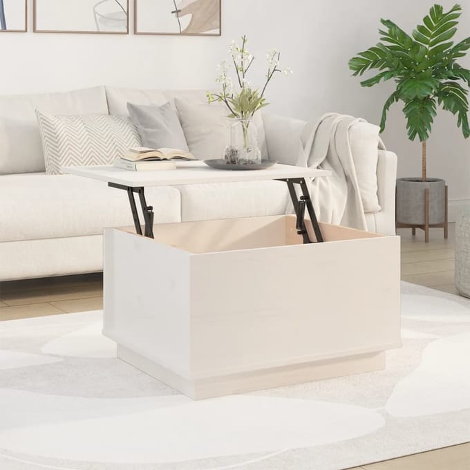 vidaXL - Salontafel - 60x50x35 - cm - massief - grenenhout - wit