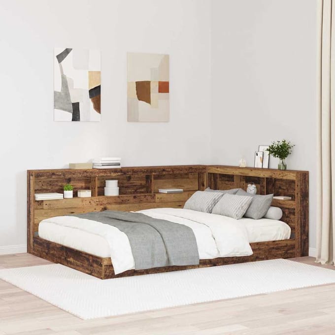 vidaXL - Opberghoofdbord - Oud - Hout - Bewerkt - hout