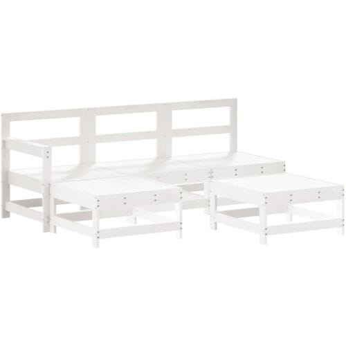 vidaXL - 5-delige - Loungeset - massief - grenenhout - wit
