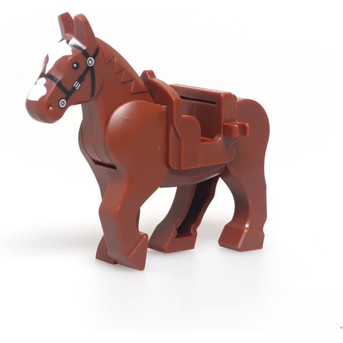 3 pièces Bloc de construction MOC Composant Cheval de guerre avec Selle Pièces pour Scène Militaire Compatible avec Pièce Lego brown