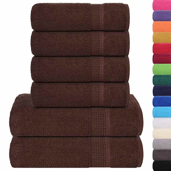 vidaXL - 6-delige - Handdoekenset - FROGN - 360 - g/m² - bruin