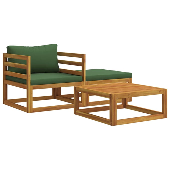 vidaXL - Modulair - bankstel - met - kussens - 3 - st - 2-zits - Massief - Acacia - Hout