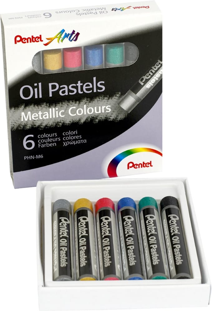 Pentel oliepastels PentelArts, 6 fluorescerende kleuren, waterafstotend