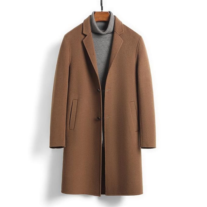 Manteau en laine double face fait main manteau en laine pour hommes manteau en cachemire 5XL black