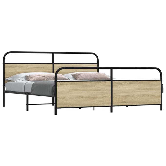 vidaXL - Bedframe - zonder - matras - metaal - sonoma - eikenkleurig - 183x213 - cm