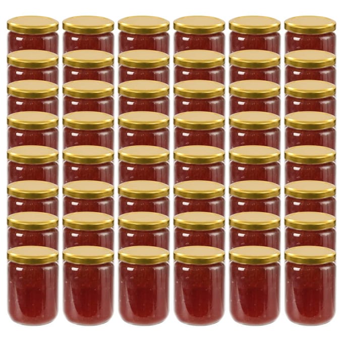 vidaXL - Jampotten - met - goudkleurige - deksels - 48 - st - 230 - ml - glas