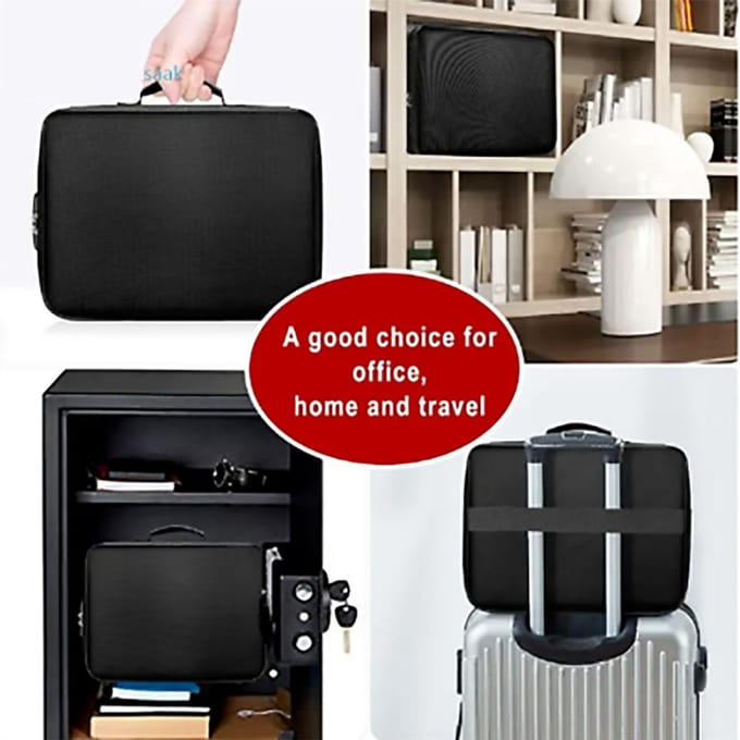 3-laagse documentendoos met slot, archiefopslag organizer box, waterdichte veilige tas black