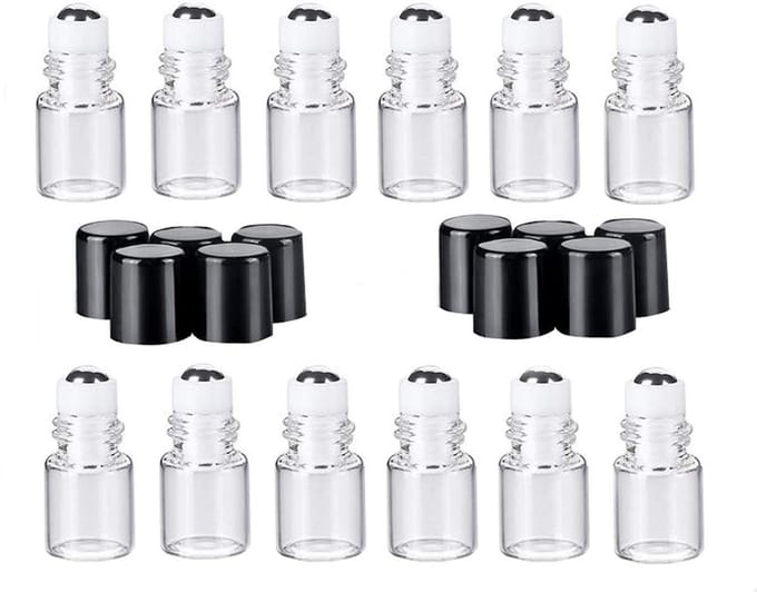 Dailygoods- Roll-on Flessen 12 Stuks - 2 ml Mini - Lege Glas Roller - Etherische Olie - Draagbaar - Transparant - Voorkomt Lekkage - Rollerfles