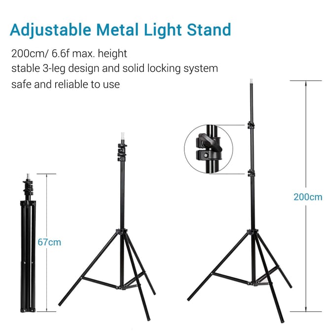 Kit Lumière LED Softbox de Photographie de Studio Professionnel Andoer Incluant Softboxes 50*70cm * 2 + 45W EU Plug black