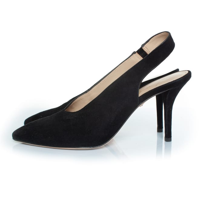 Lola Cruz zwarte suède slingback hakken