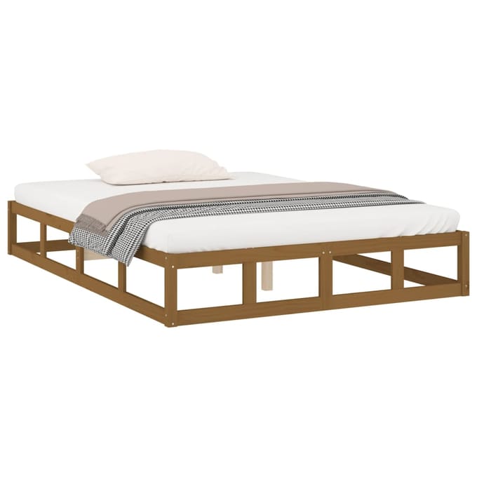 vidaXL - Bedframe - massief - hout - honingbruin - 200x200 - cm
