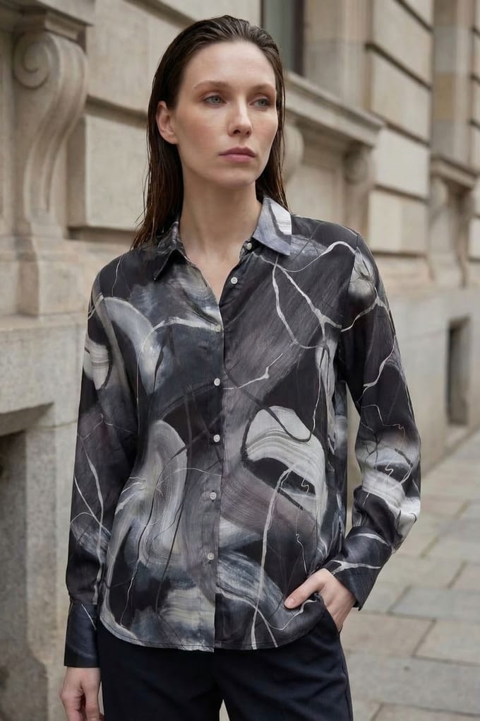 Abstracte Print Overhemd met Knopen