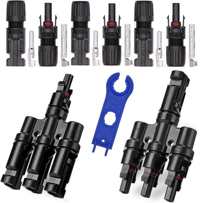 Set van 3 MC4 Zonnepaneel Connectoren met Y-Splitter en Sleutel