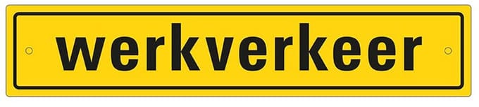 Bordje werkverkeer met zuignapjes 400 x 80 mm