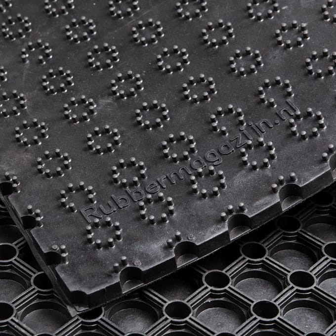 Rubbermat - Rubber Ringmat met Gesloten bodem - - 100x100x2,2cm - werkplaatsmat - entreemat - schoonloopmat