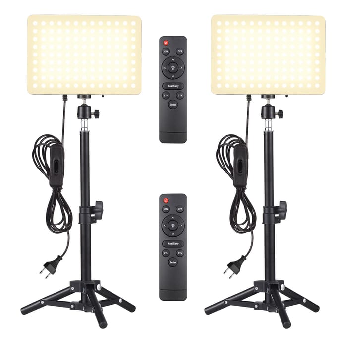 Andoer 2-pack LED-videolichtset 45W fotografie-invullichtpaneel 2800K-6500K verstelbaar EU Plug gray