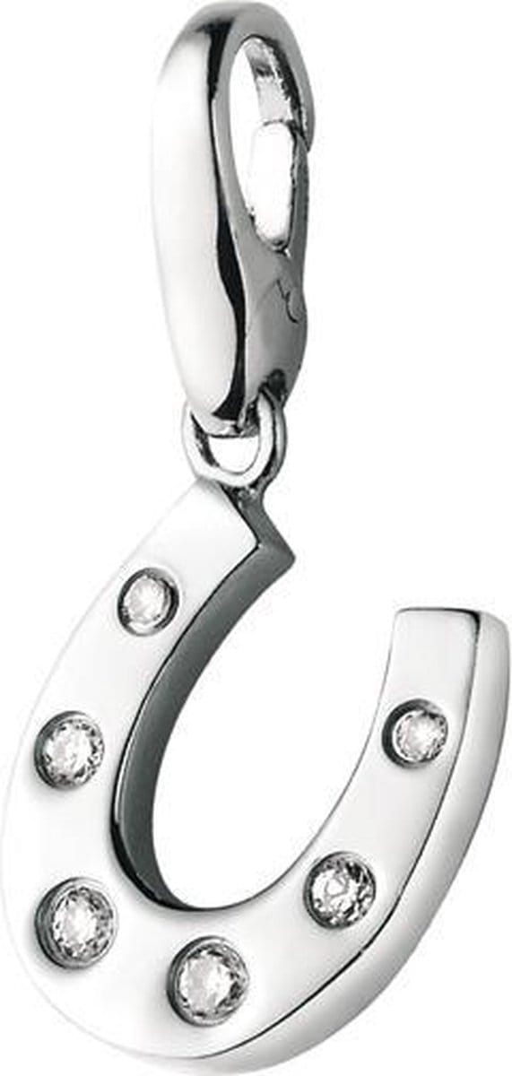 Charm | bedel |zilver | hoefijzer | zirkonia | hanger | geluk