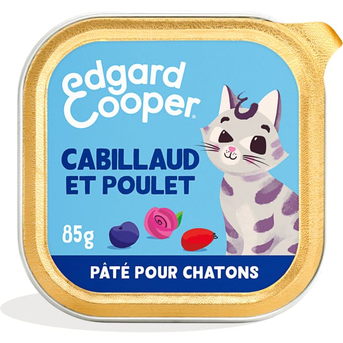 85g Edgard & Cooper Kitten Graanvrije Paté Kabeljauw, Kip - Paté voor katten