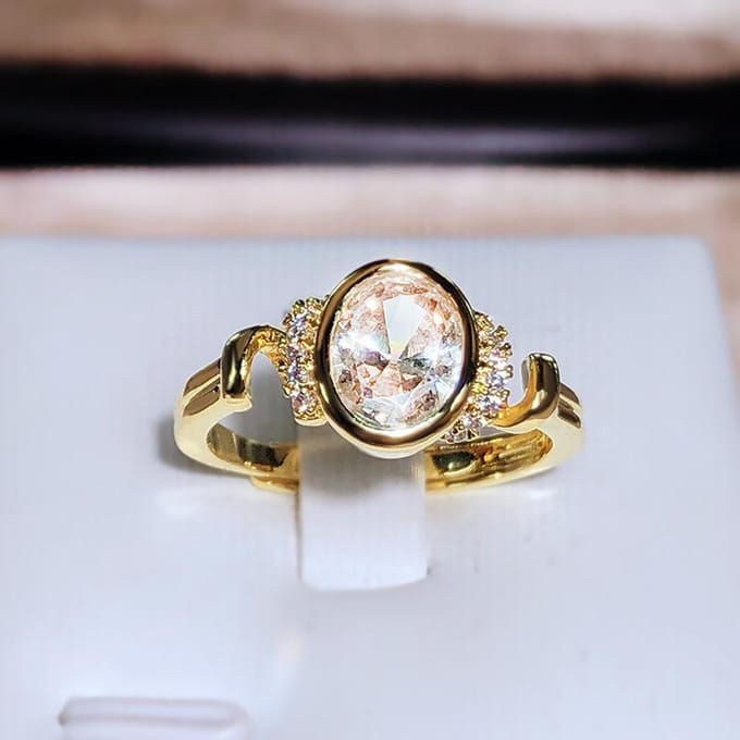 Modieuze Damesring Europese en Amerikaanse Sieraden Koper Verguld Goud Zirconia Ring Adjustable opening black