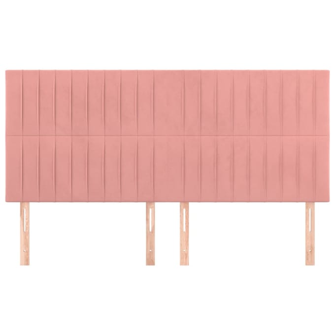 vidaXL - Hoofdbord - roze - 200x5x118/128 - cm - fluweel