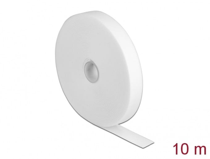 Delock Hook-and-loop tape on roll L 10 m x W 20 mm white